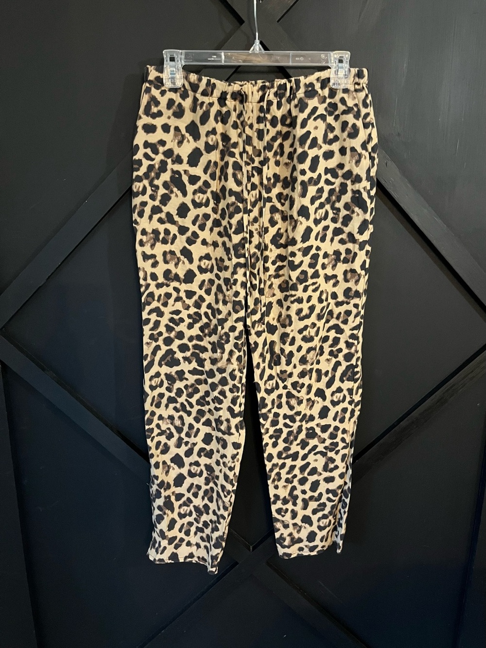 Zara Women’s Leopard Print Pull-On Pants - Tan, Black